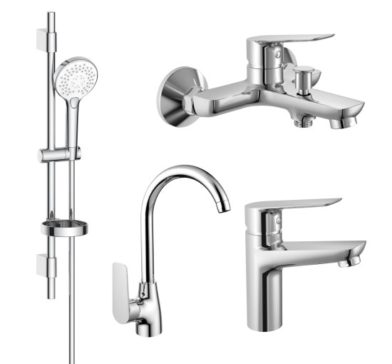 Набор смесителей для ванной и кухни Imprese KIT 4в1 хром (kit30094)