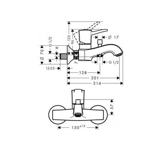 Смеситель Hansgrohe Metropol Classic для ванны хромированный (31340000)
