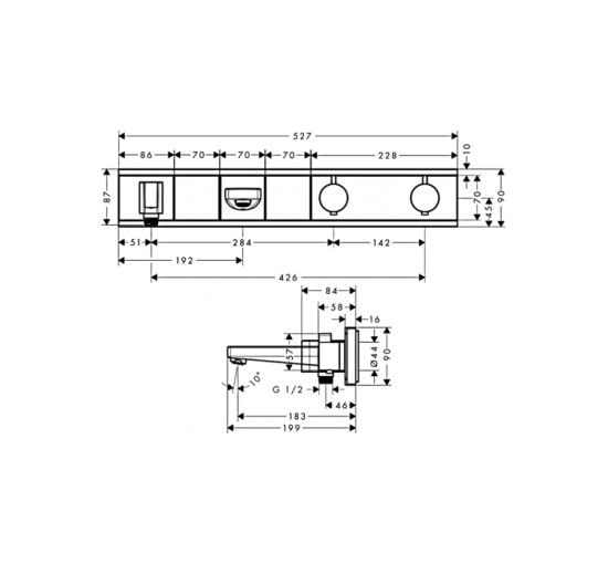 Термостат прихованого монтажу Hansgrohe RainSelect для ванни на 2 клавіші Chrome/White (15359400)