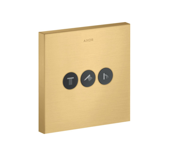 Запорно-переключающий вентиль ShowerSelect Sguare на 3 функции Brushed Gold Optic (36717250)