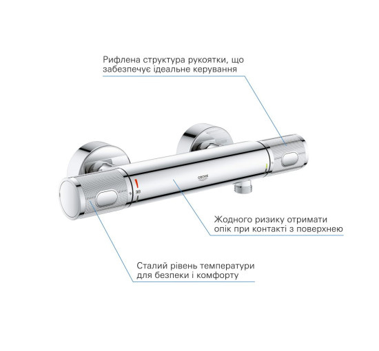 Змішувач для душу із термостатом GROHE QuickFix Precision Feel хром латунь з душовим набором UA202908T2