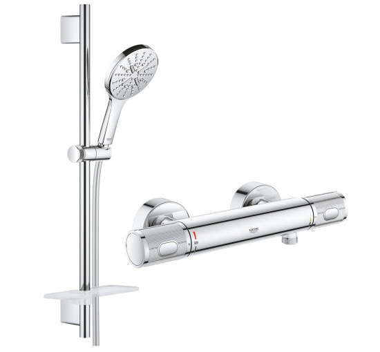 Змішувач для душу із термостатом GROHE QuickFix Precision Feel хром латунь з душовим набором UA202908T2