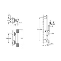 Змішувач для душу із термостатом GROHE QuickFix Precision Feel хром латунь з душовим набором UA202908T2