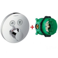 Змішувач прихованого монтажу термостатний із перемикачем HANSGROHE SHOWER SELECT S хром латунь 150мм 15743000+01800180