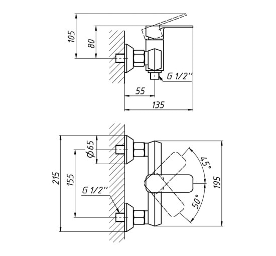 Змішувач для душу Qtap Pivonka 4013102C