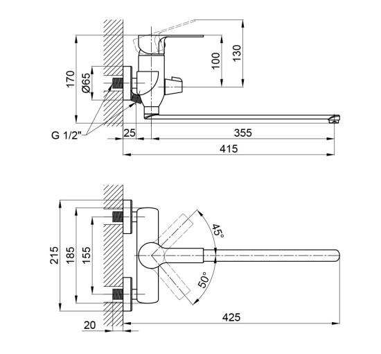 Змішувач для ванни Qtap Ustek 3216107GCW