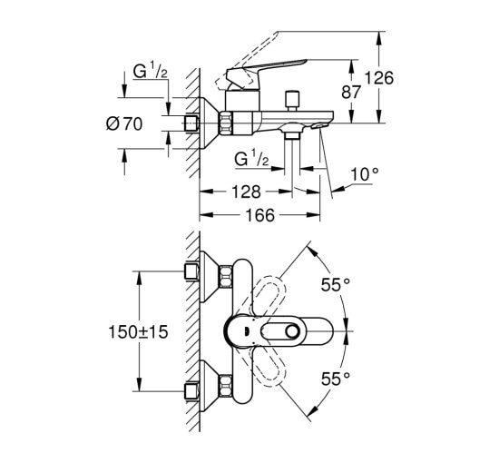 Смеситель для ванны Grohe BauLoop 23603000