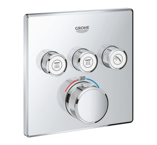 Внешняя часть термостатического смесителя для ванны Grohe Grohtherm SmartControl 29126000 для трех потребителей