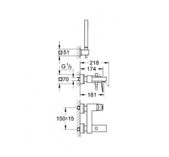 Змішувач для ванни Grohe Eurocube (23141000)