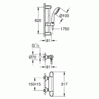 Смеситель термостат для душа Grohe Grohtherm 1000 New+душевой гарнитур Tempesta New (34151003)