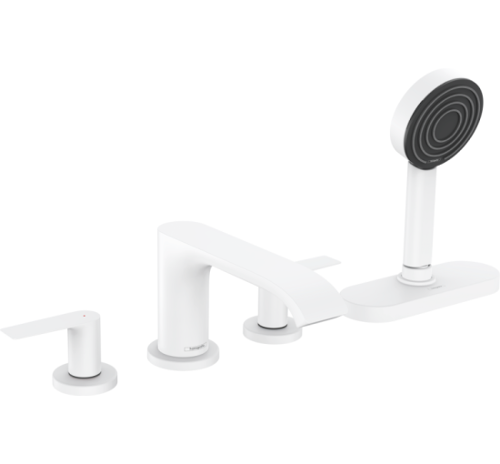 Смеситель Hansgrohe Vivenis врезной на край ванны на 4 отверстия с sBox Matt White (75444700)