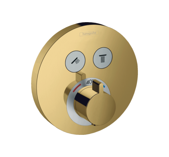 Термостат прихованого монтажу Hansgrohe ShowerSelect S на 2 клавіші Polished Gold Optic (15743990)
