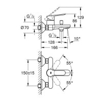 Смеситель для ванной однорычажный с коротким изливом GROHE BauEdge хром латунь 23605001