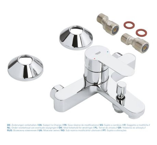 Смеситель для ванной однорычажный с коротким изливом GROHE BauEdge хром латунь 23605001
