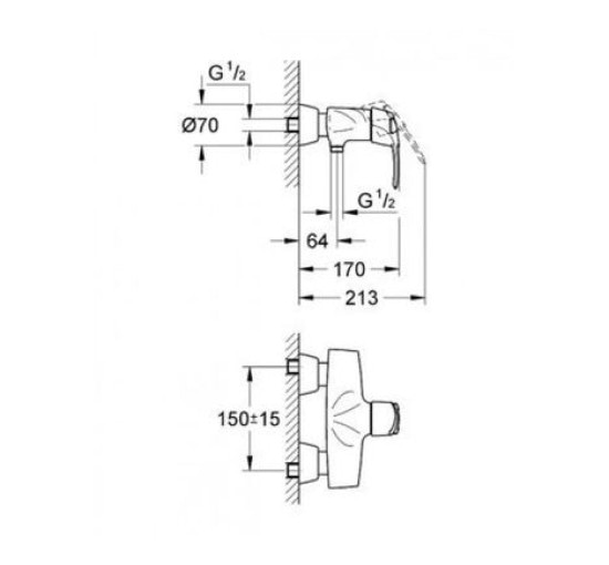 Смеситель для душевой кабины одновентильный GROHE CHIARA NEW 32307000