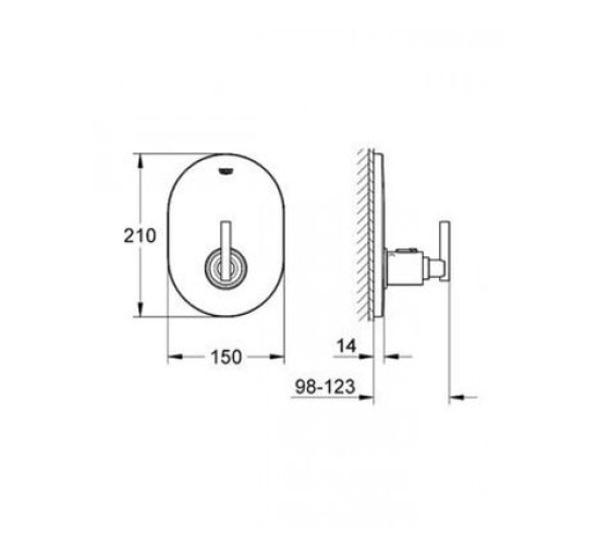 Наружная часть смесителя без скрытой части GROHE ATRIO хром латунь 210x150мм 19396000