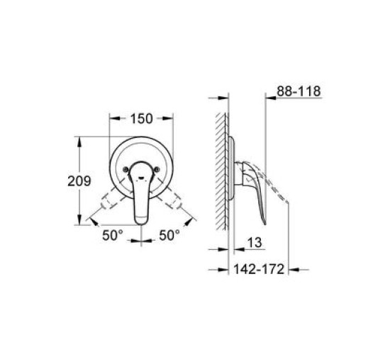 Наружная часть смесителя без скрытой части GROHE Euroeco Special хром латунь 150мм 32784000