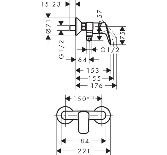 Смеситель hansgrohe Logis для душа с 2 скоростями потока 71601000 хром