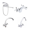 Набор Lidz Dominox (15143+15272-F3+15272-1+15161): смеситель для ванны длинный излив, кухонный смеситель, смеситель для умывальника 4 в 1