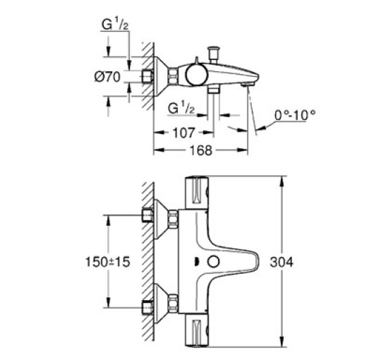 Смеситель термостат для ванны Grohe Grohtherm 800 (34576000)