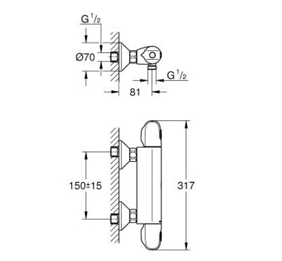 Термостат для душа Grohe Grohtherm 1000 (34143003)