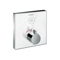 Термостат прихованого монтажу Hansgrohe ShowerSelect Glass на 1 клавішу, колір білий/хромований (15737400)