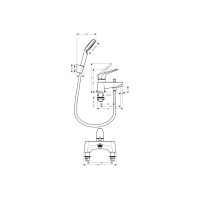 Смеситель Hansgrohe Novus врезной на край ванны 2 отверстия + комплект душевой воронки Croma Select (71044000)