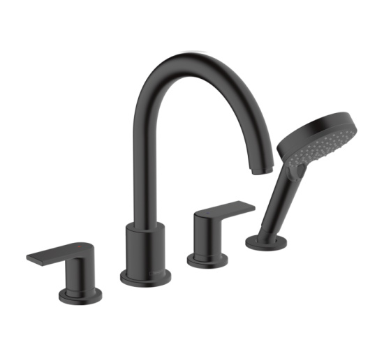 Смеситель Hansgrohe Vernis Blend врезной на край ванны на 4 отверстия Matt Black (71456670)