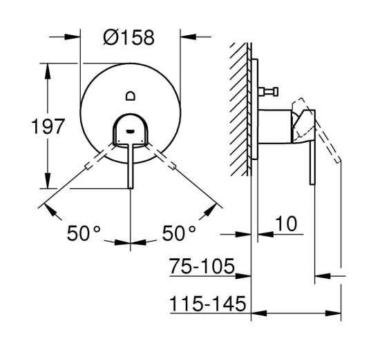 Наружная часть смесителя без скрытой части GROHE Plus хром латунь 158мм 24060003