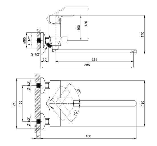 Смеситель для ванны Qtap Leo 3262102GC