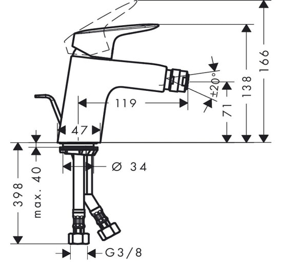 Змішувач Hansgrohe Logis 70 для біде (71204000)