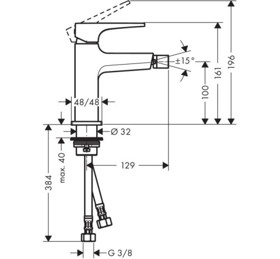 Змішувач Hansgrohe Metropol для біде Loop хром (74520000)