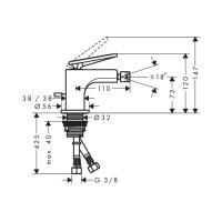 Смеситель для биде Axor Citterio Lever pup-up Chrome 39214000