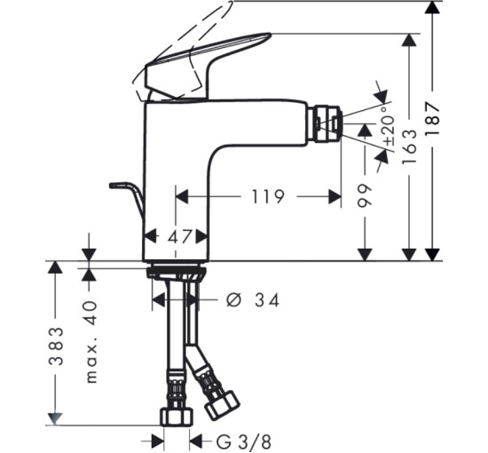 Смеситель Hansgrohe Logis для биде (71200000)