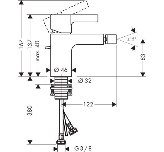 Смеситель Hansgrohe Metris S для биде (31261000)