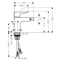 Змішувач Hansgrohe Metris для біде (31280000)