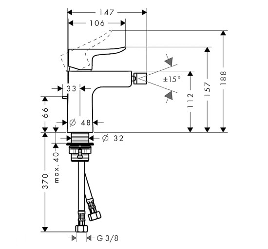 Смеситель Hansgrohe Metris для биде (31280000)