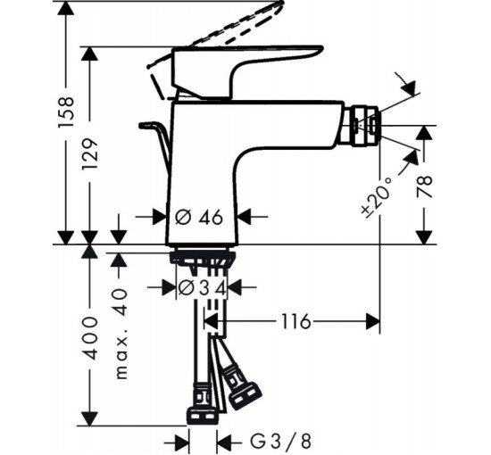 Смеситель Hansgrohe Talis E для биде Brushed Bronze (71720140)