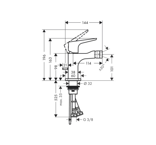 Смеситель для биде Axor Citterio E ручка Lever, Brushed Bronze 36121140