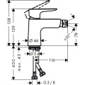 Смеситель Hansgrohe Talis E для биде с донным клапаном push-open (71721000)