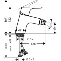 Смеситель Hansgrohe Focus E для биде с донным клапаном push-open (31922000)
