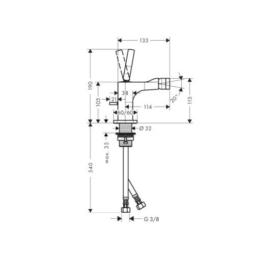 Смеситель для биде Axor Citterio E для биде, Brushed Golg Optic 36120250