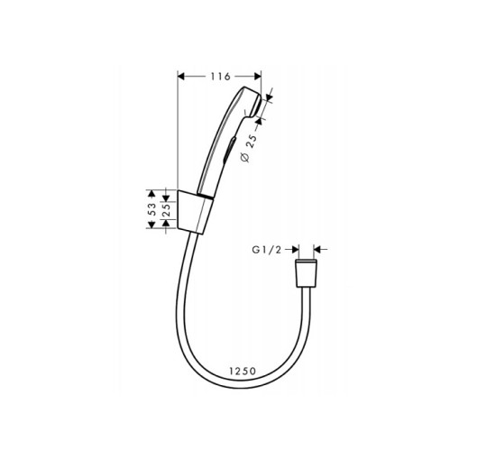 Гігієнічний душ Hansgrohe зі шлангом 1,2 м та тримачем Chrome (32129000)