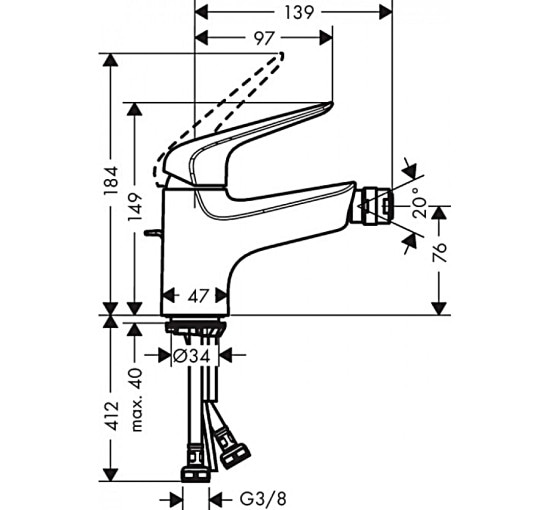 Змішувач Hansgrohe Novus 70 для біде (71142000)