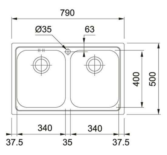 Кухонная мойка Franke Logica Line LLL 620-79 (101.0381.839) нержавеющая сталь - врезная - декорированная