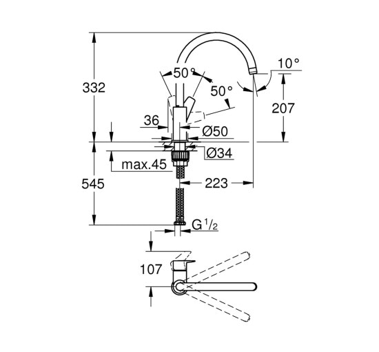 Змішувач для кухні Grohe BauEdge 31233001