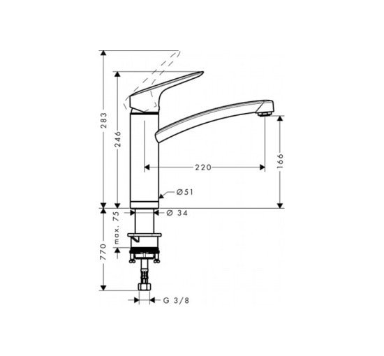 Смеситель Hansgrohe Logis 160 для кухни для установки перед окном 1Jet Chrome (71833000)
