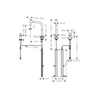 Смеситель Hansgrohe Metris Select 200 кухонный с вытяжным изливом на 2 отверстия Sbox (73804800) Stainless