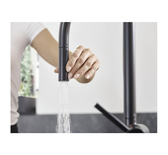 Смеситель Hansgrohe Talis 210 2jet кухонный с вытяжным изливом Sbox (72801800) Stainless Steel