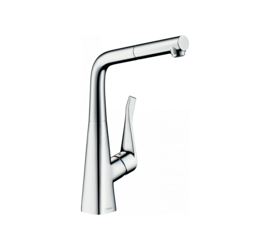 Змішувач Hansgrohe Metris M71 320 1jet кухонний з витяжним виливом Chrome (14821000)
